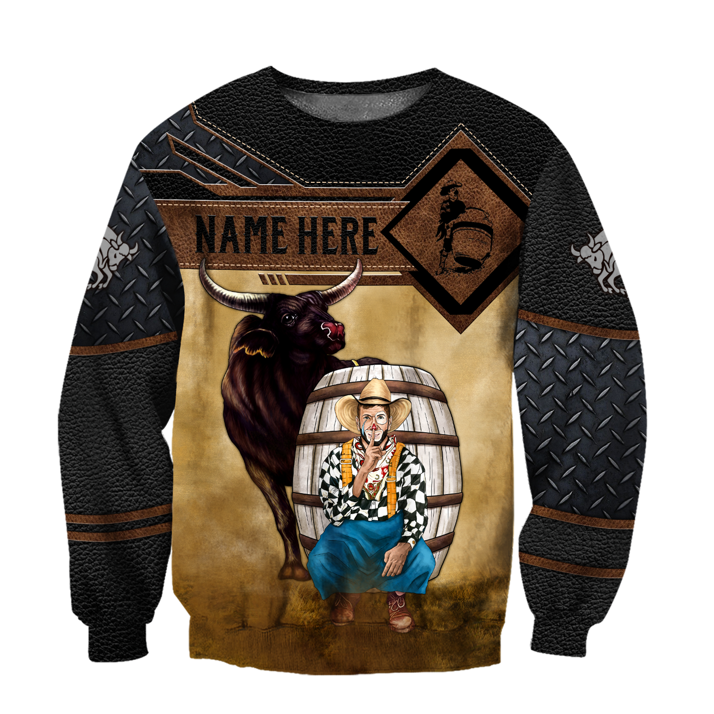 Personalized Name Bull Riding 3D All Over Printed Unisex Shirts Rodeo Clown