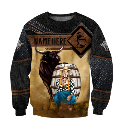 Personalized Name Bull Riding 3D All Over Printed Unisex Shirts Rodeo Clown