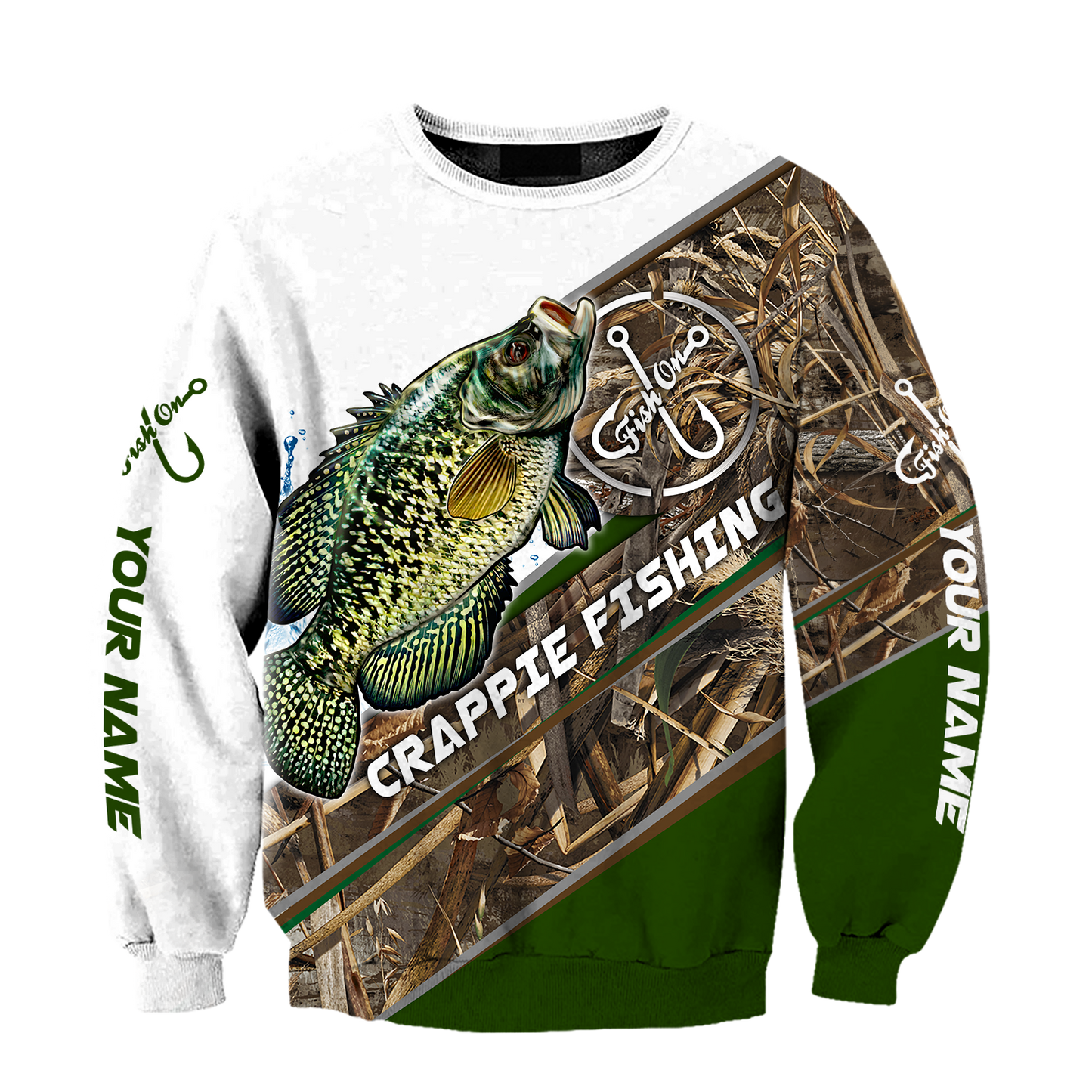 Custom name Crappie Fishing camo 3D print shirts