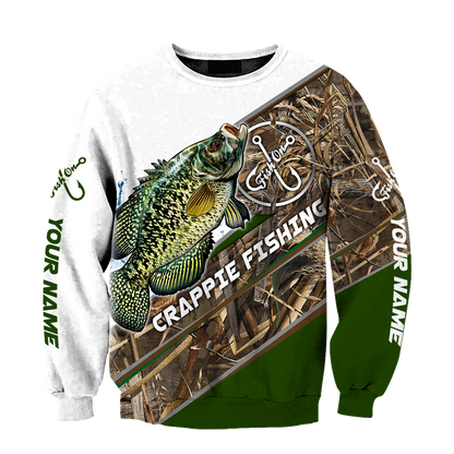 Custom name Crappie Fishing camo 3D print shirts