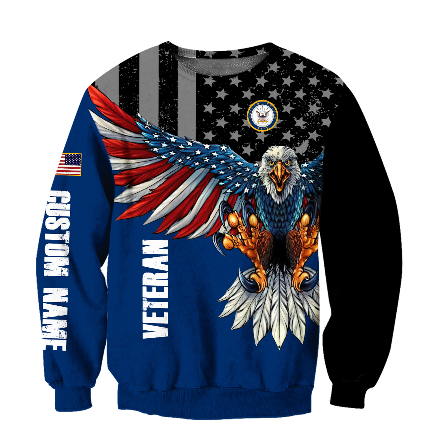 Custom name US Navy Veteran Eagle 3d printed shirts Proud Military