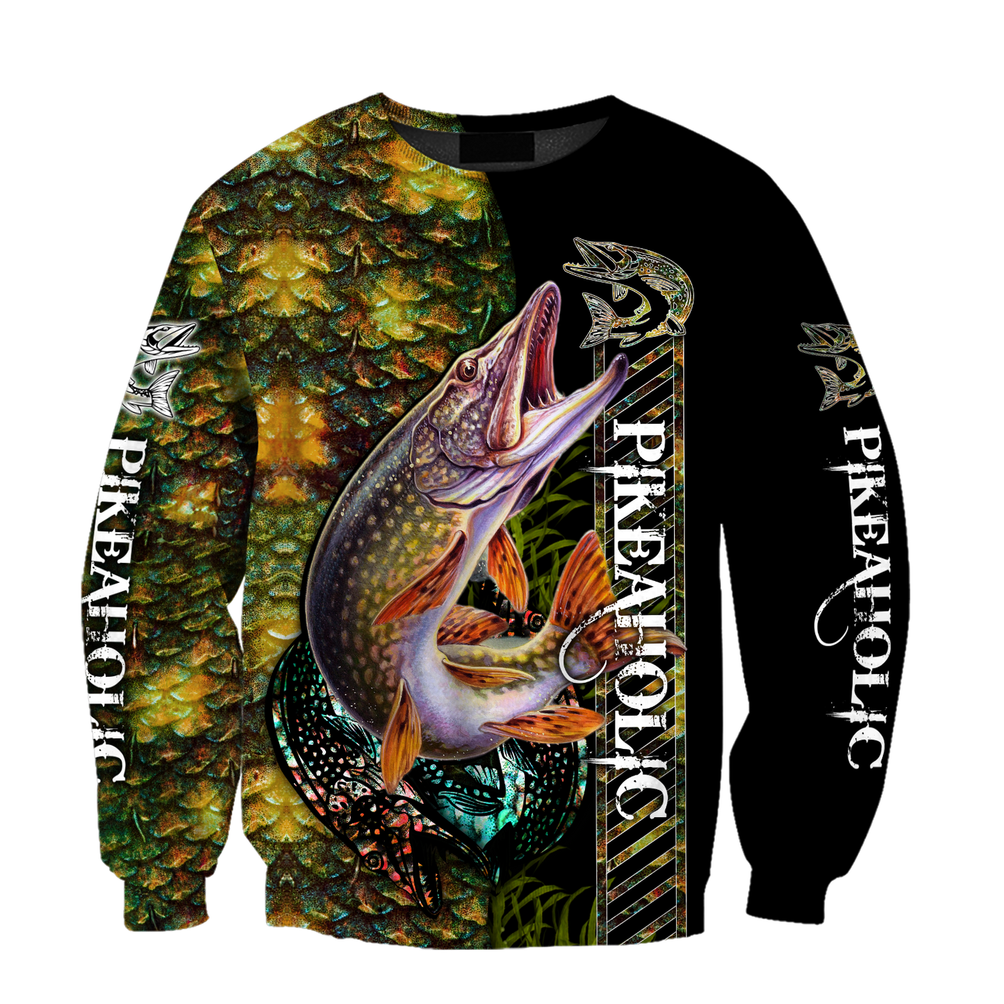 Fishaholic Northern Pike Fishing camo unisex 3d all over printed shirts