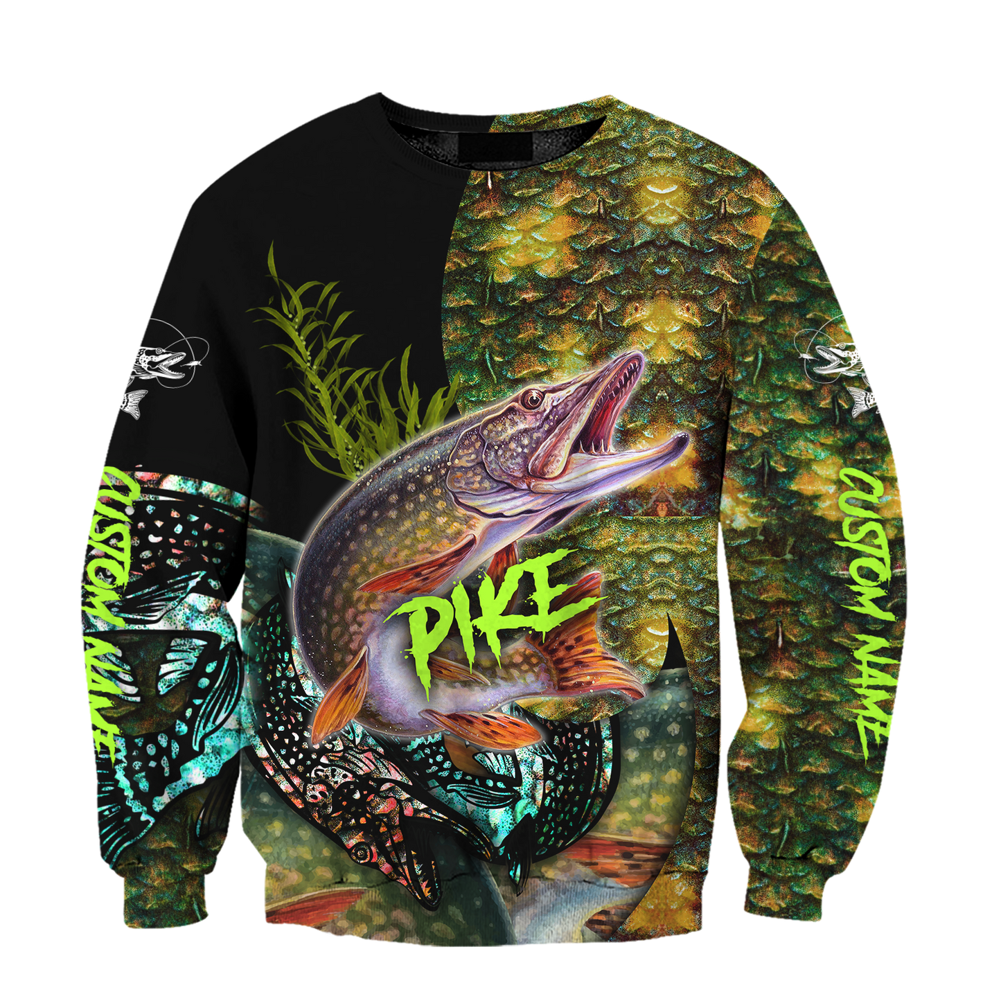 Custom name Northern Pike Fishing on skin 3D Design print shirts