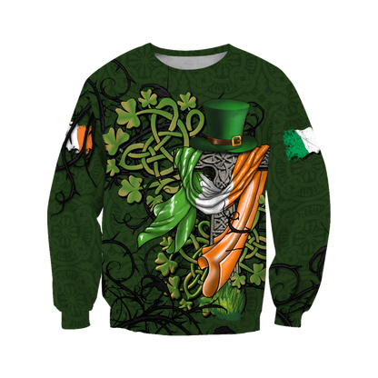 Premium Unisex Hoodie Irish St.Patrick Celtic Cross And Ireland Flag ML