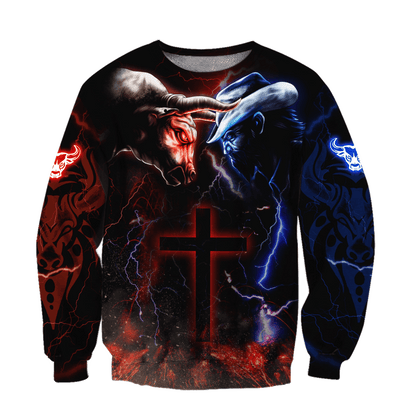 Tmarc Tee Bull Riding Red Blue Fight Cross 3D All Over Printed Unisex Shirts