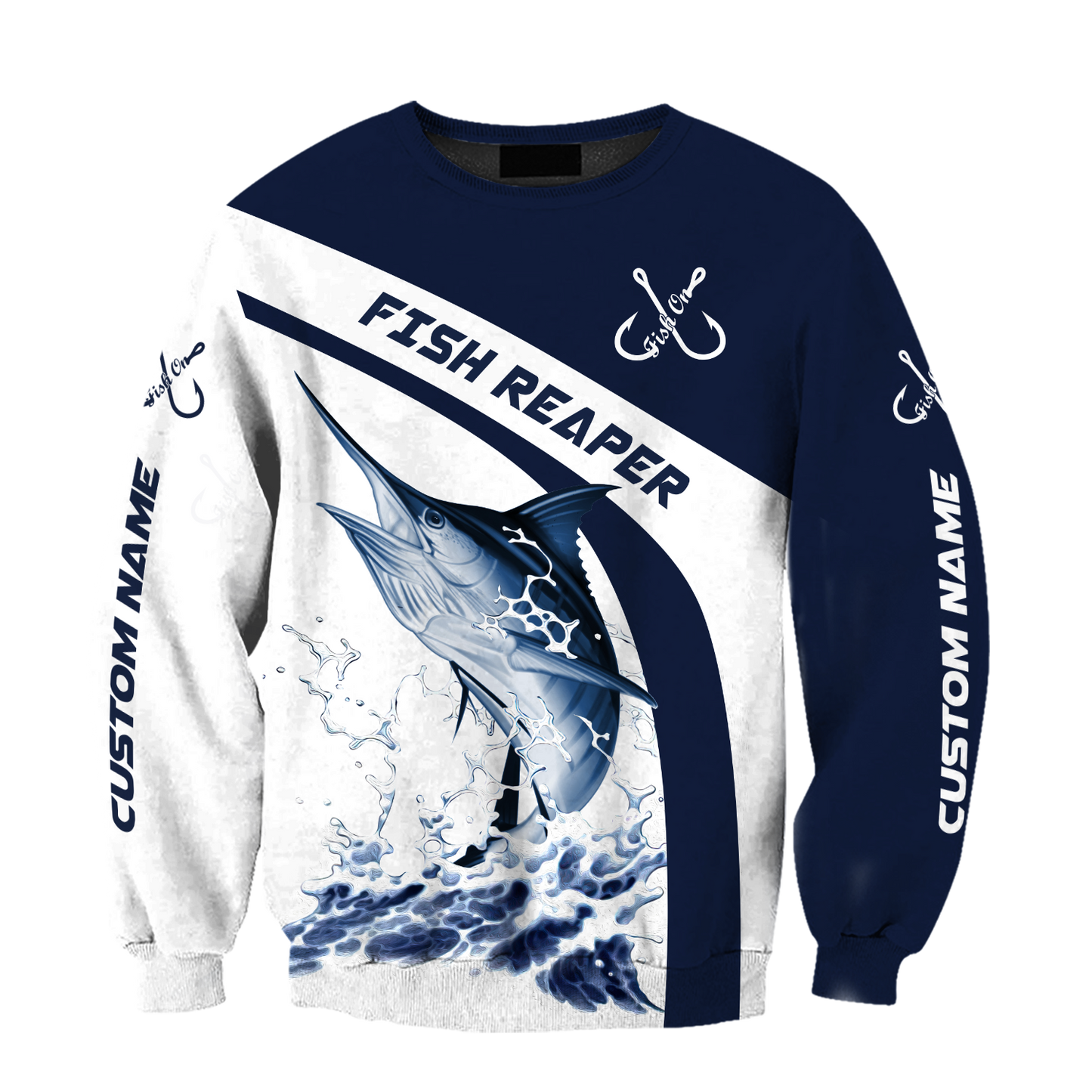 Custom name Marlin fishing design 3d print shirts (special sleeves)