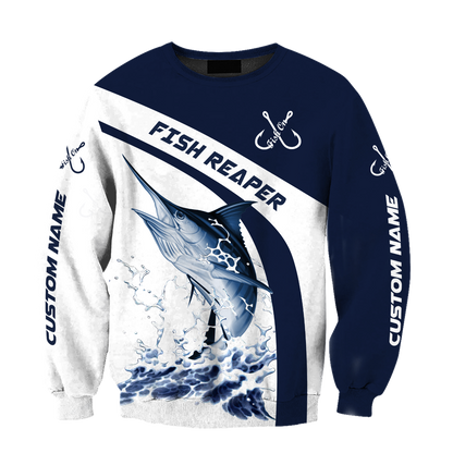 Custom name Marlin fishing design 3d print shirts (special sleeves)