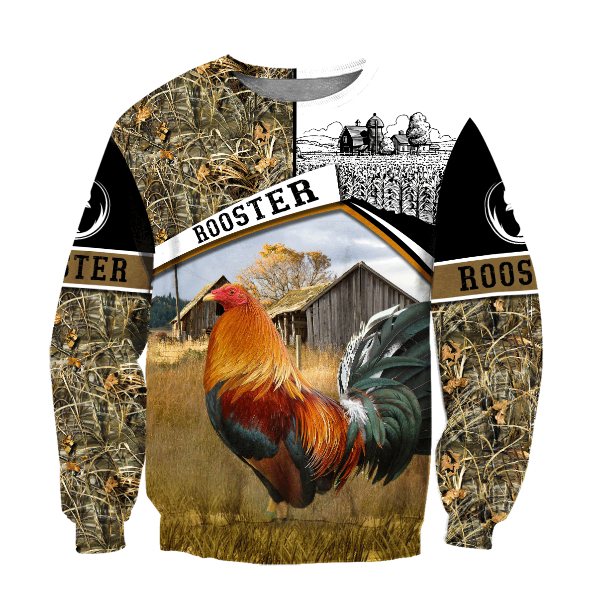 Rooster 3D All Over Printed Unisex Deluxe Hoodie ML