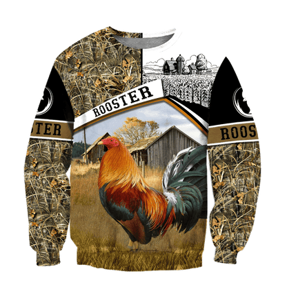 Rooster 3D All Over Printed Unisex Deluxe Hoodie ML