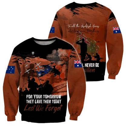 Premium Unisex Hoodie Brown Lest We Forget Anzac Day ML