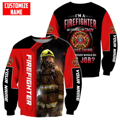 Customize Name Firefighter 3D All Over Printed Unisex Shirts
