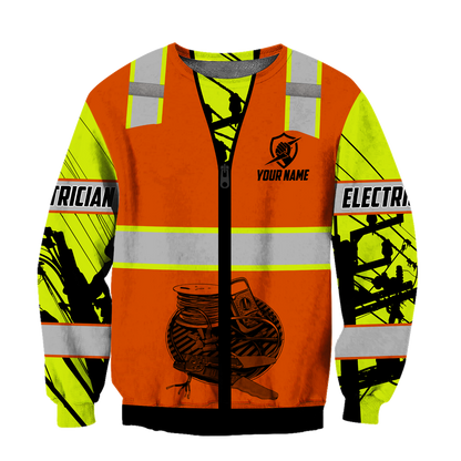 Electrician And Lineman Personalized Safety 3D All Over Printed Premium Unisex Hoodie ML
