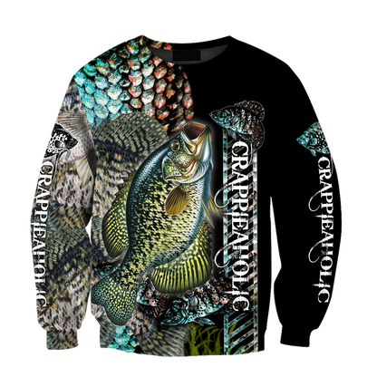 Fishaholic Crappie Fishing camo unisex 3d all over printed shirts