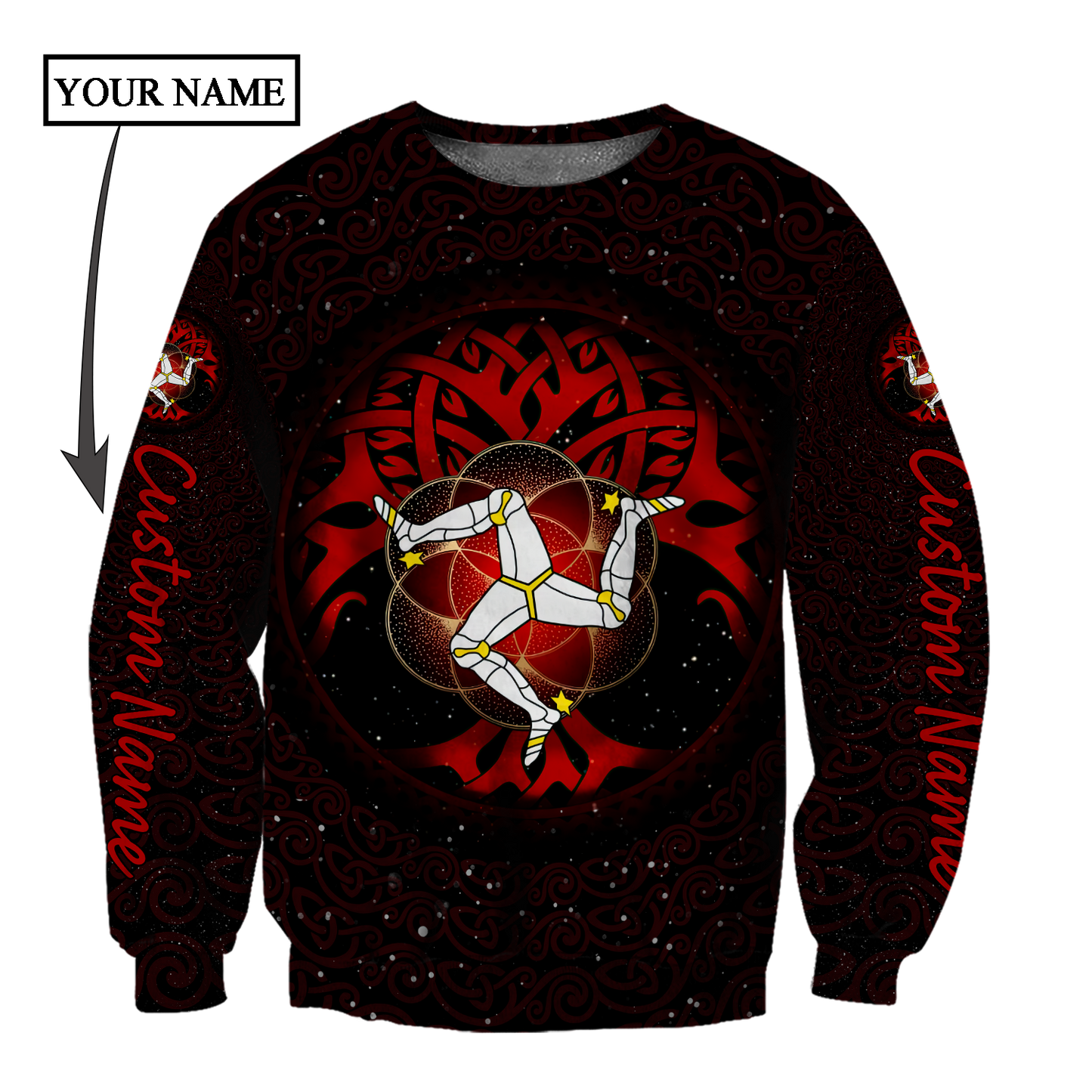 Custom name Celtic culture Triskelion Triple Red pattern 3D print shirts