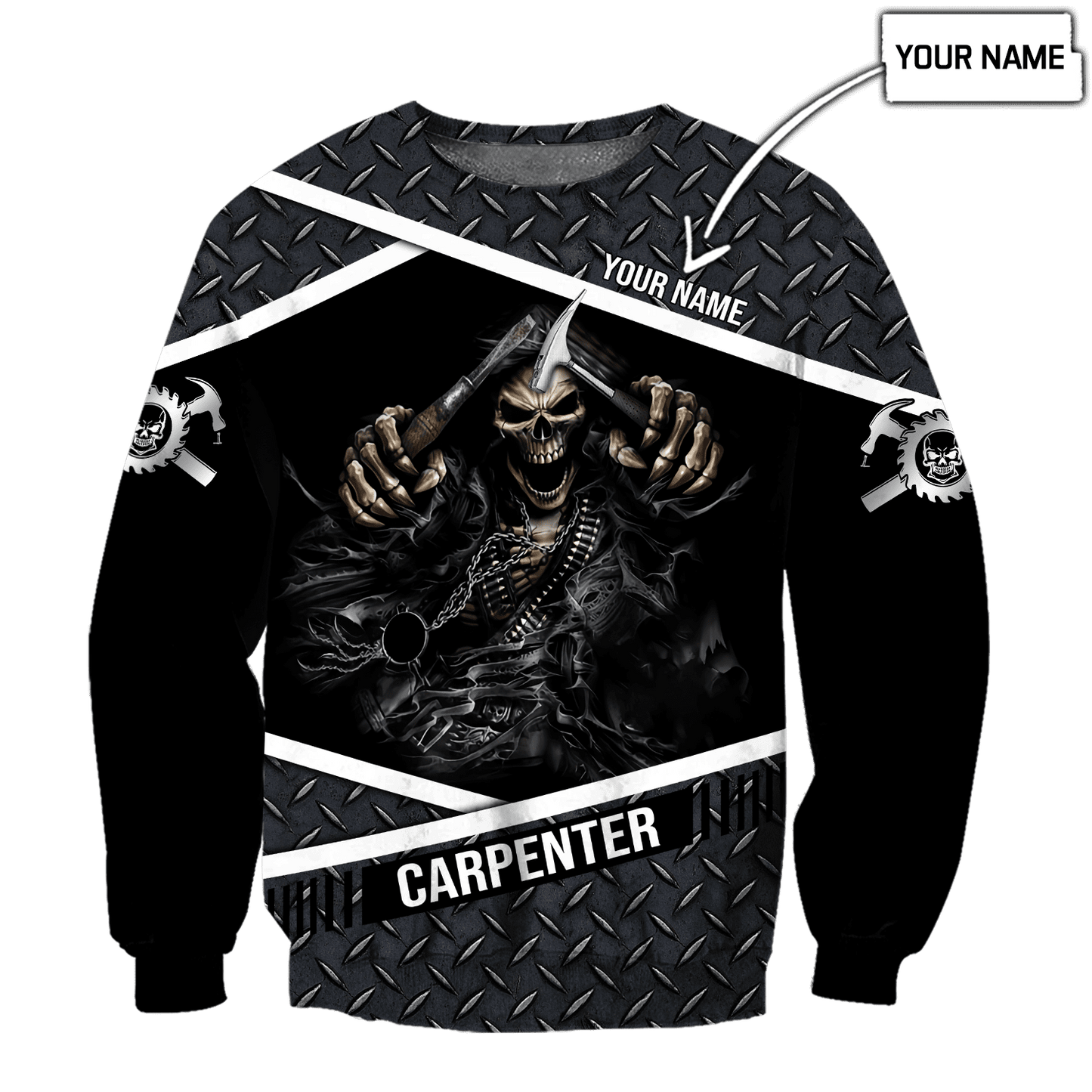 Personalized Name Carpenter 3D All Over Printed Unisex Shirts Metal Skull
