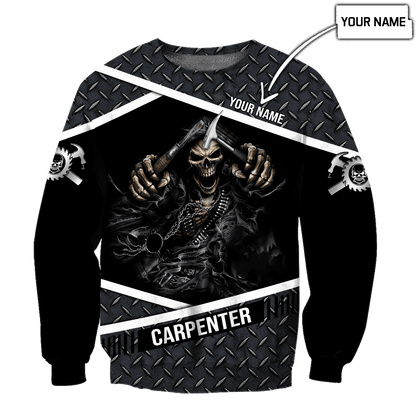 Personalized Name Carpenter 3D All Over Printed Unisex Shirts Metal Skull