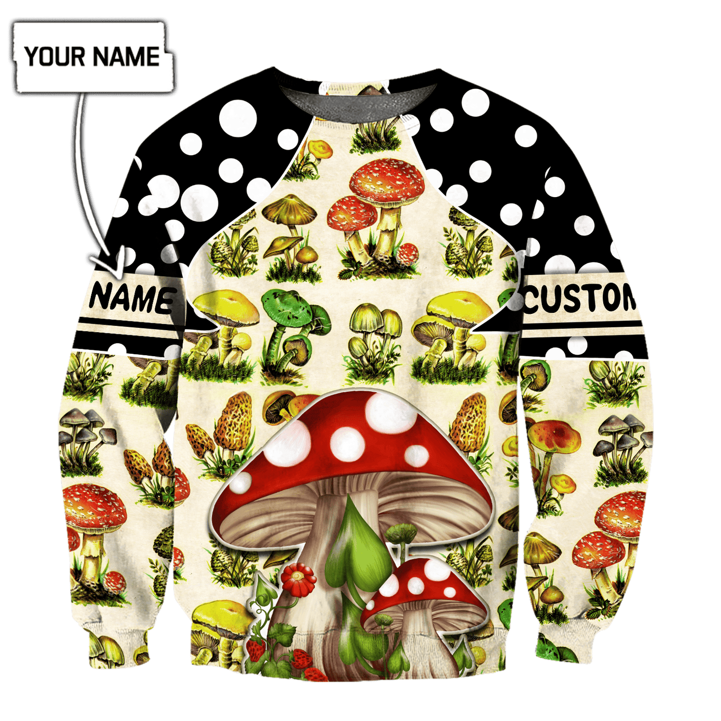 Customize Name Mushroom Hippie3D All Over Printed Unisex Shirts
