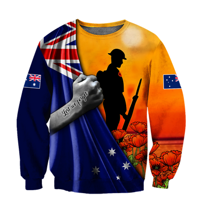 Tmarc Tee Lest we forget Australia Flag Old Soldier 3D printed shirt