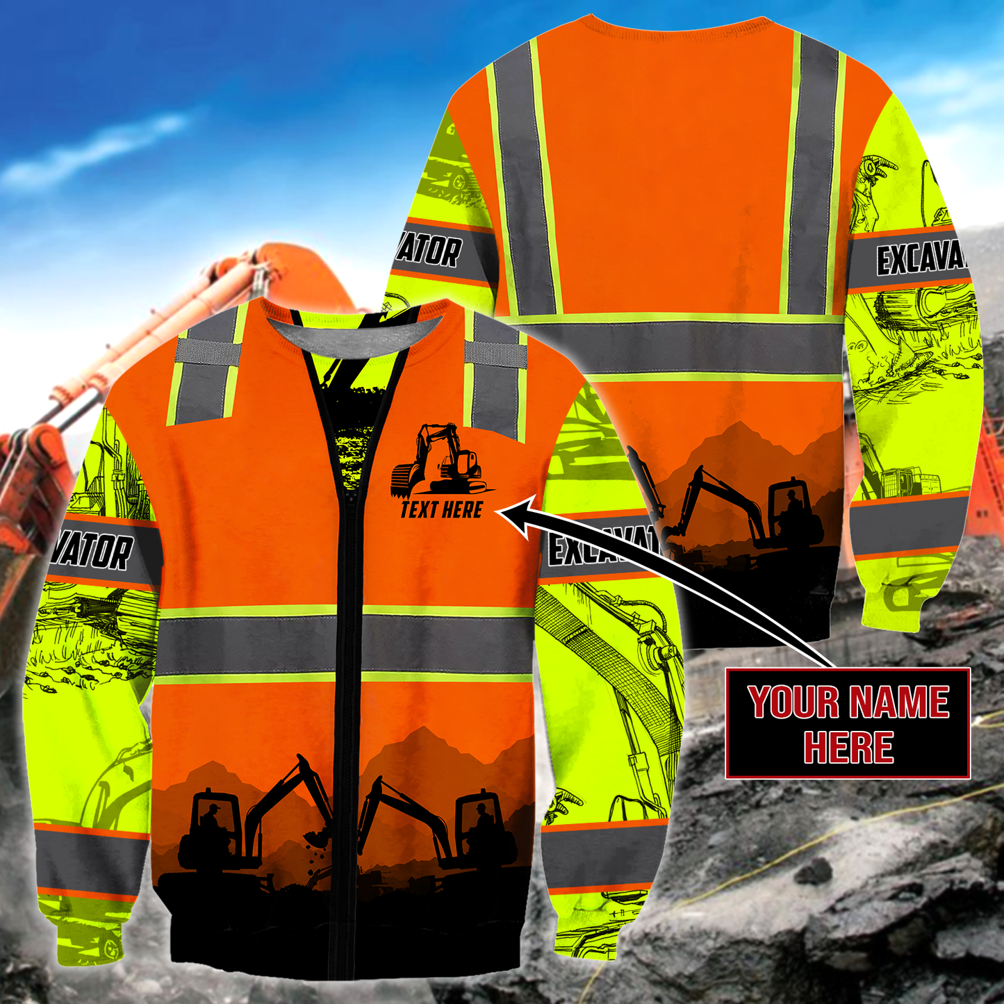 Excavator Safety Persionalized 3D All Over Printed Hoodie And Shirts