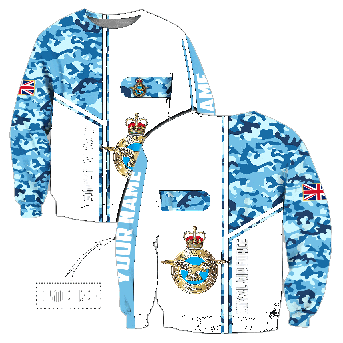 Custom name British Air Force Camo 3D Design print shirts