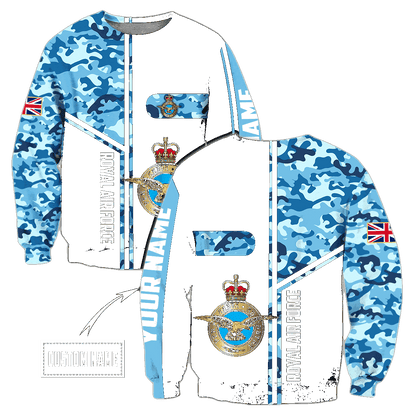 Custom name British Air Force Camo 3D Design print shirts