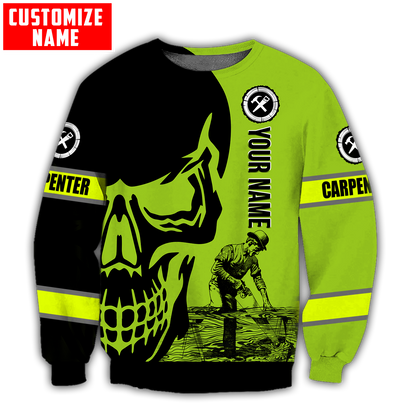 Personalized Name Carpenter 3D All Over Printed Unisex Shirts Green Neon