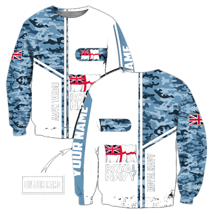 Custom name British Navy Camo 3D Design print shirts