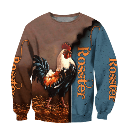 Rooster 3D All Over Printed Unisex Deluxe Hoodie ML