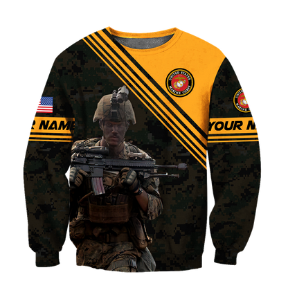 American US Marine Over Printed Unisex Deluxe Hoodie ML
