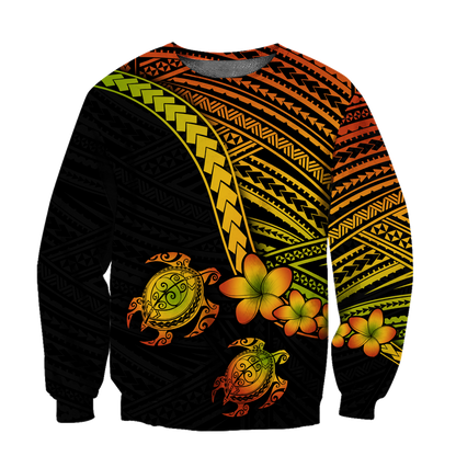 Polynesian Habiscus Turtle Hawaii 3D Unisex Hoodie