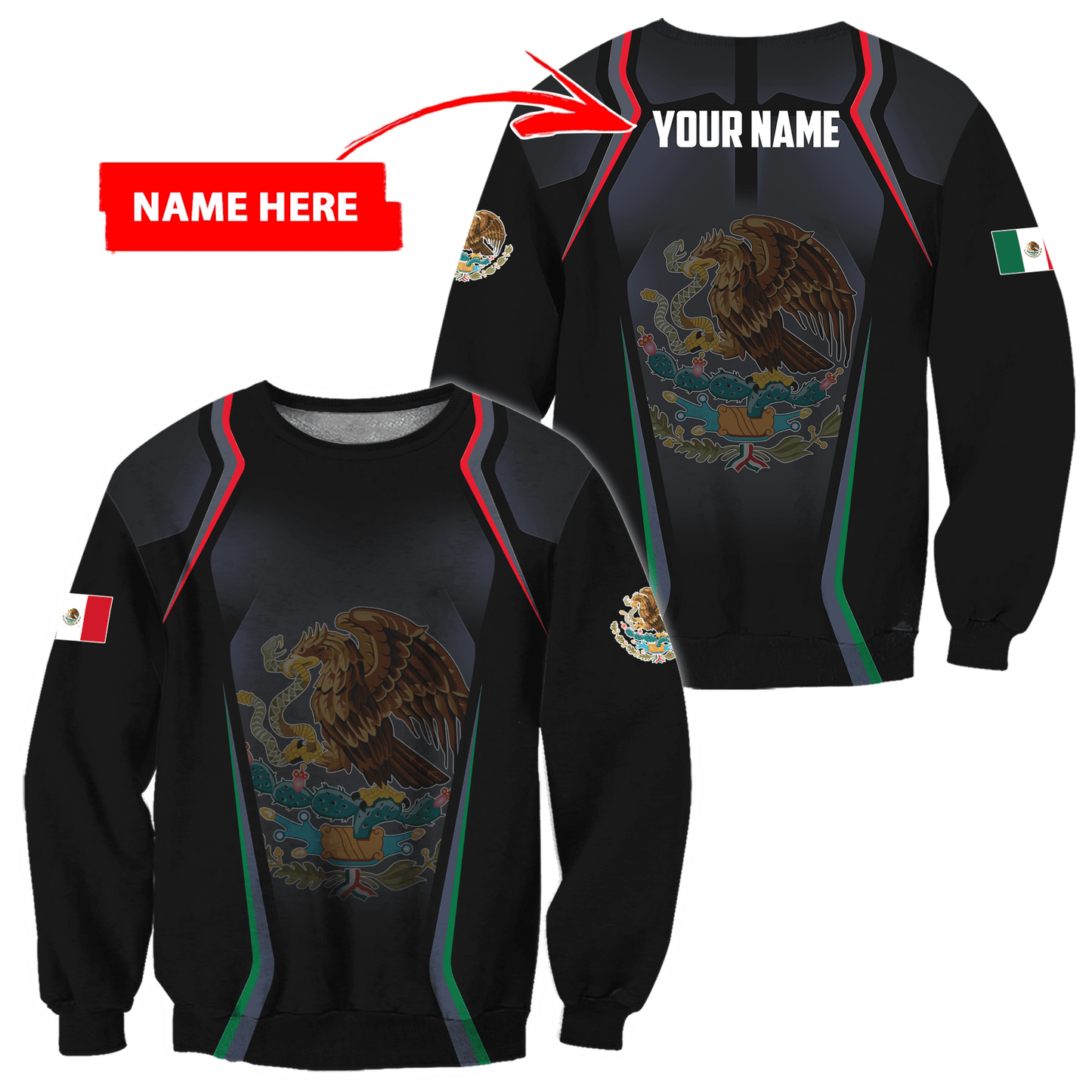 Persionalized Mexico 3D All Over Printed Hoodie