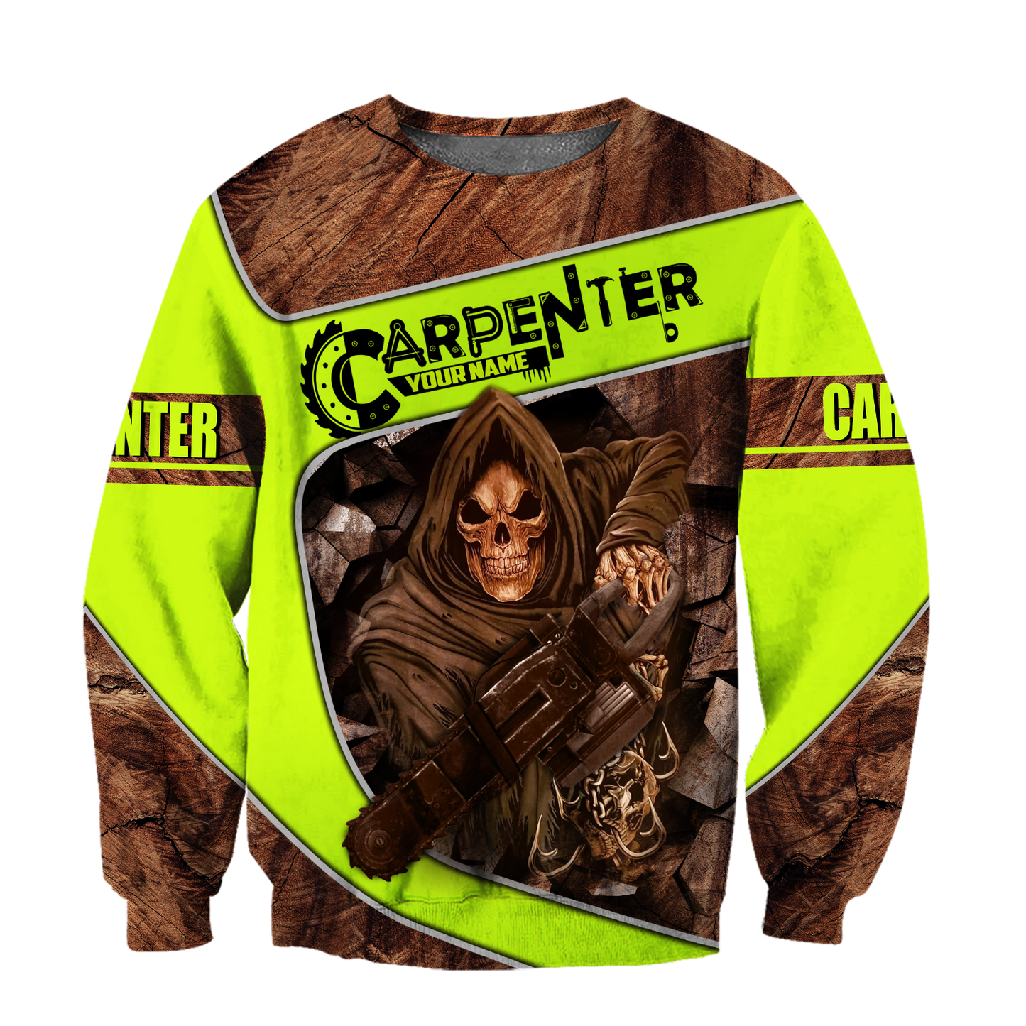 Personalized Name Carpenter 3D All Over Printed Unisex Shirts Wood Pattern