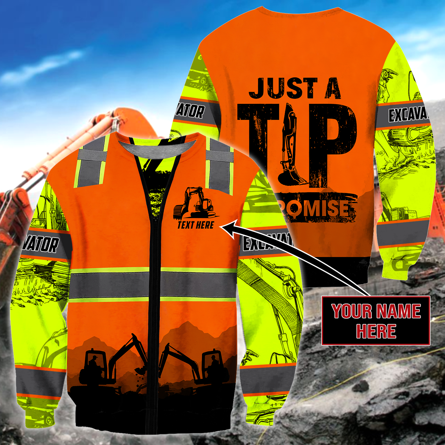 Personalized Excavator 3D All Over Printed Unisex Shirts