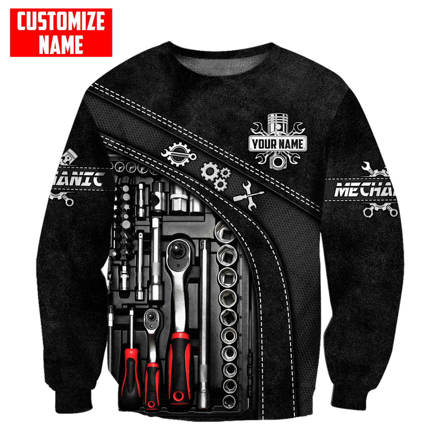 Personalized Name Mechanic 3D All Over Printed Unisex Shirts Leather