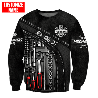 Personalized Name Mechanic 3D All Over Printed Unisex Shirts Leather