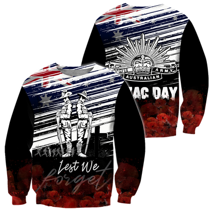 Anzac day Lest we forget Soldier 3D print shirts