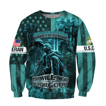 US Veteran You Will Never Be Forgotten 3D All Over Printed Unisex Shirts HN14102102