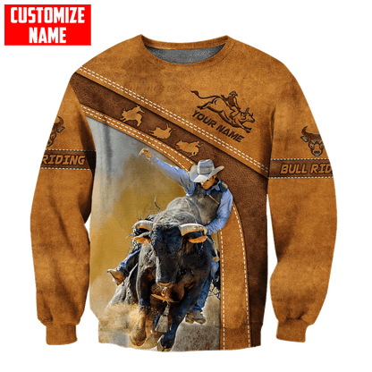 Tmarc Tee Personalized Name Bull Riding 3D All Over Printed Unisex Shirts Brown Bull Ver 2
