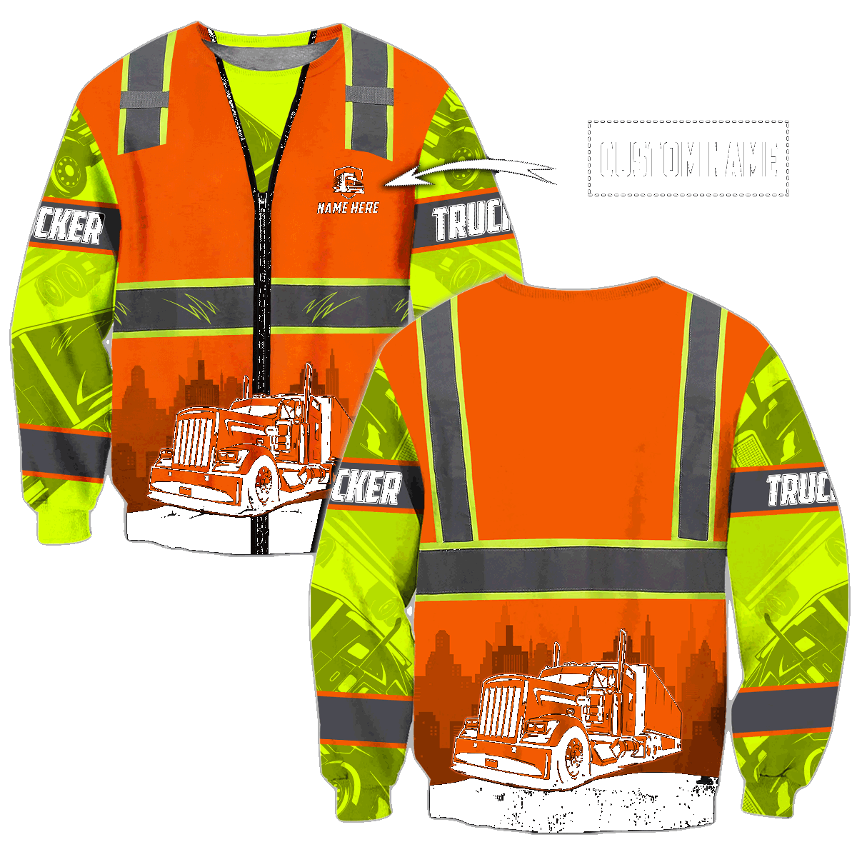 Persionalized Hoodie Trucker Safety 3D All Over Printed Shirts