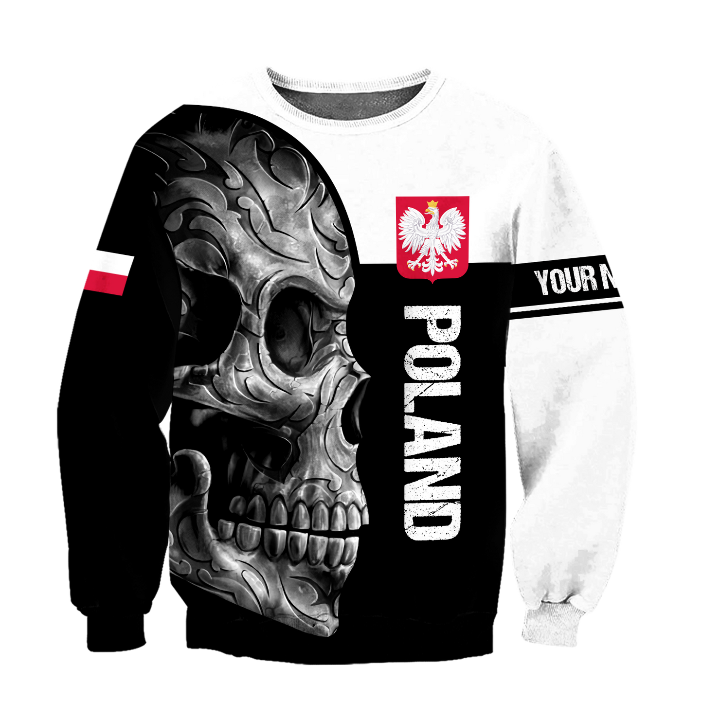 Personalized Polska Skull 3D All Over Printed Unisex Hoodie