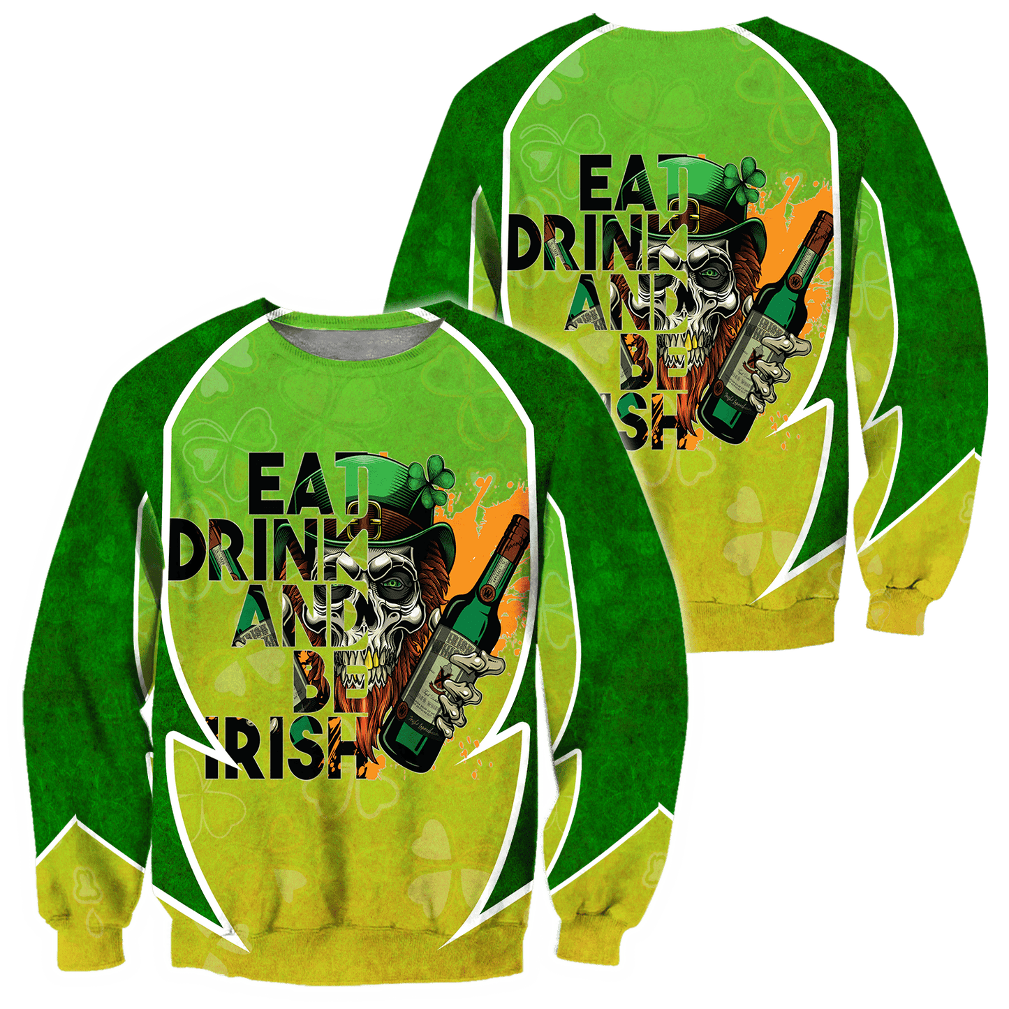 Happy St Patrick's Day Irish Skull 3D All Over Printed Unisex