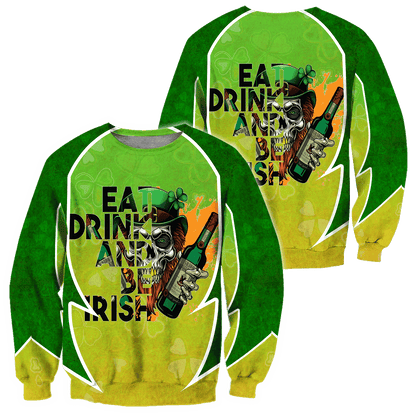 Happy St Patrick's Day Irish Skull 3D All Over Printed Unisex