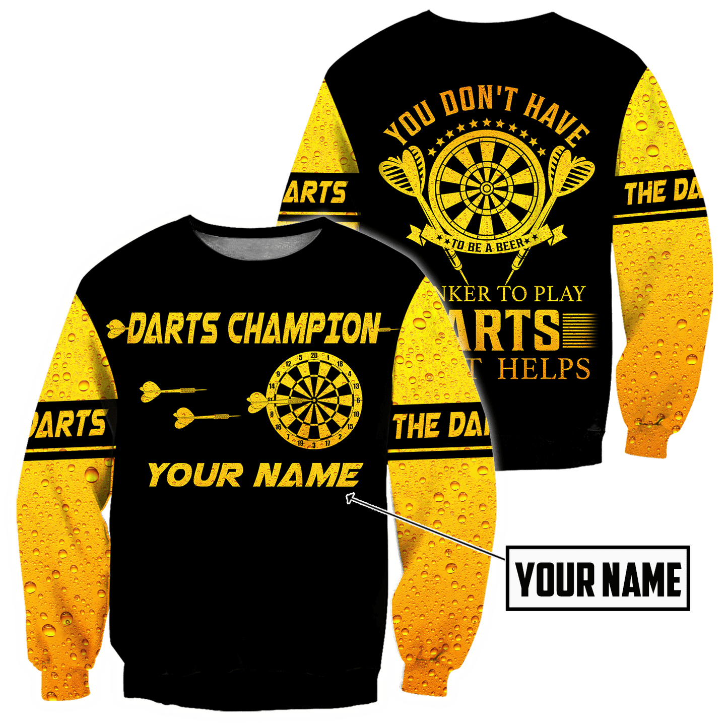 Darts Player No4 You Don't Have To Be A Beer 3D Printed Personalized Unisex Hoodie ML