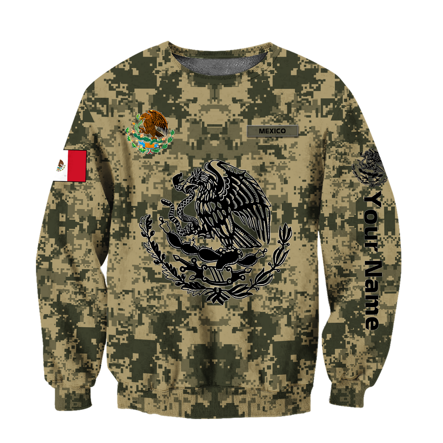 Personalized Name Mexico Coat Of Arms 3D Unisex Hoodie