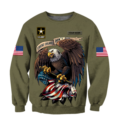 Custom name US Army Veteran Basic Eagle 3d printed shirts Proud Military