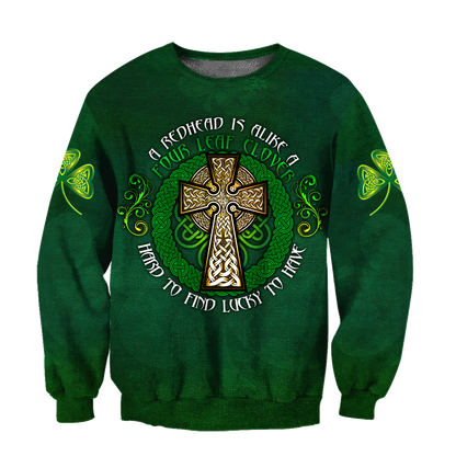 Premium Unisex Hoodie Irish St.Patrick  Celtic Cross And Shamrock  ML