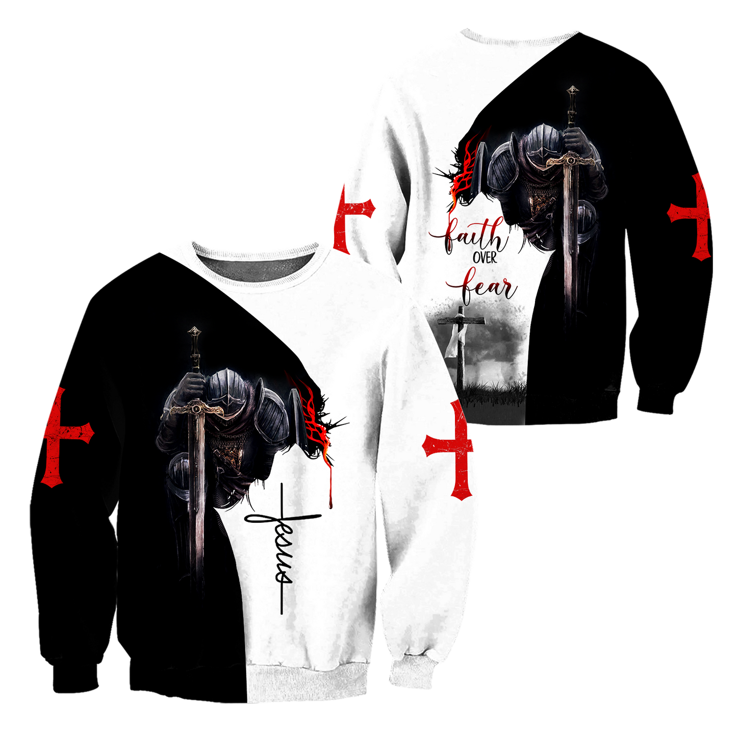 Jesus Christ Faith Over Fear 3D Printed Hoodie, T-Shirt for Men and Women