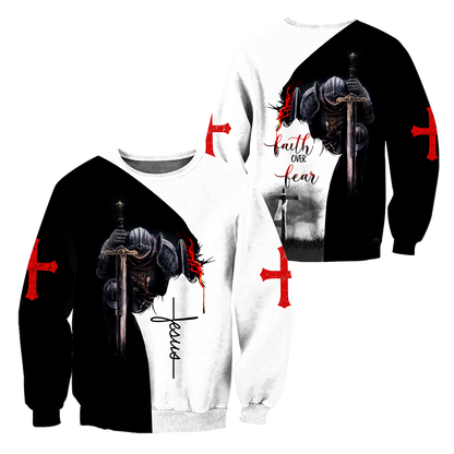Jesus Christ Faith Over Fear 3D Printed Hoodie, T-Shirt for Men and Women
