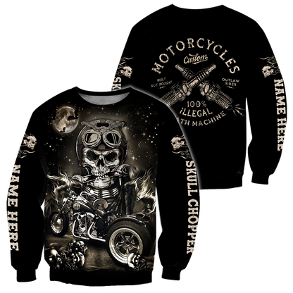 Customize Name Motorcycle Racing 3D All Over Printed Unisex Shirts Skull Chopper