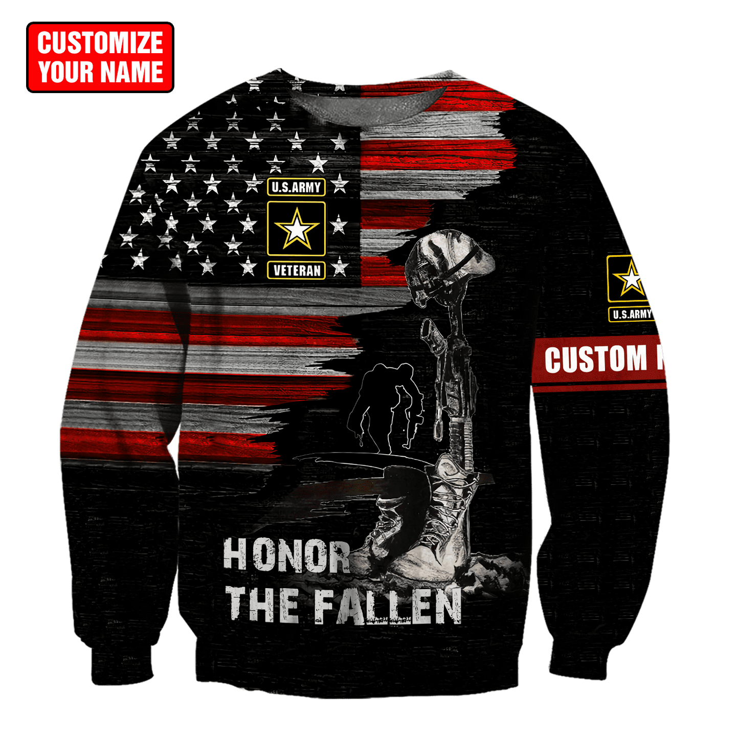 Honor the Fallen US Veteran Personalized Name 3D All Over Printed Hoodie